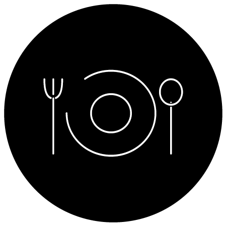Fork and Spoon Icon in black